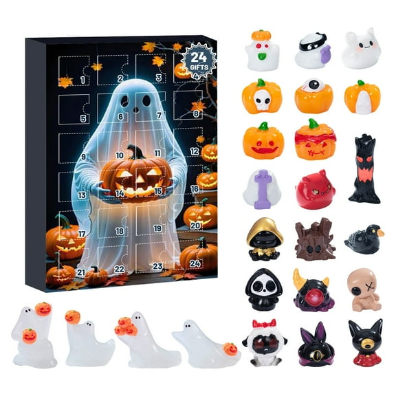 Halloween Advent Calendar 2025, Horror Movie Figures Advent Calendar, Horror Atmosphere Ghost Countdown Calendar with 24Pcs Halloween Dolls,Toy Blind Box Collectible Gift
