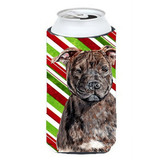 Staffordshire Bull Terrier Staffie Candy Cane Christmas Tall Boy Hugger
