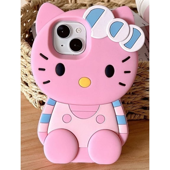 3D Cute Kitty Silicone Phone Case, Kawaii Cartoon Cat Shockproof Protective Cover, Soft Rubber Anti-Scratch Case for iPhone 17 16 11 12 13 14 15 16 Pro Max 16 Plus, Samsung Galaxy A16 A14 A15