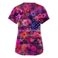 thumbnail image 5 of Sewkxo Scrubs for Women Top American Independence Day Graphic Short Sleeve V Neck Scrubs T Shirts Baggy Fit Summer Caregiver Uniform Tops with Pockets,Hot Pink XL, 5 of 5