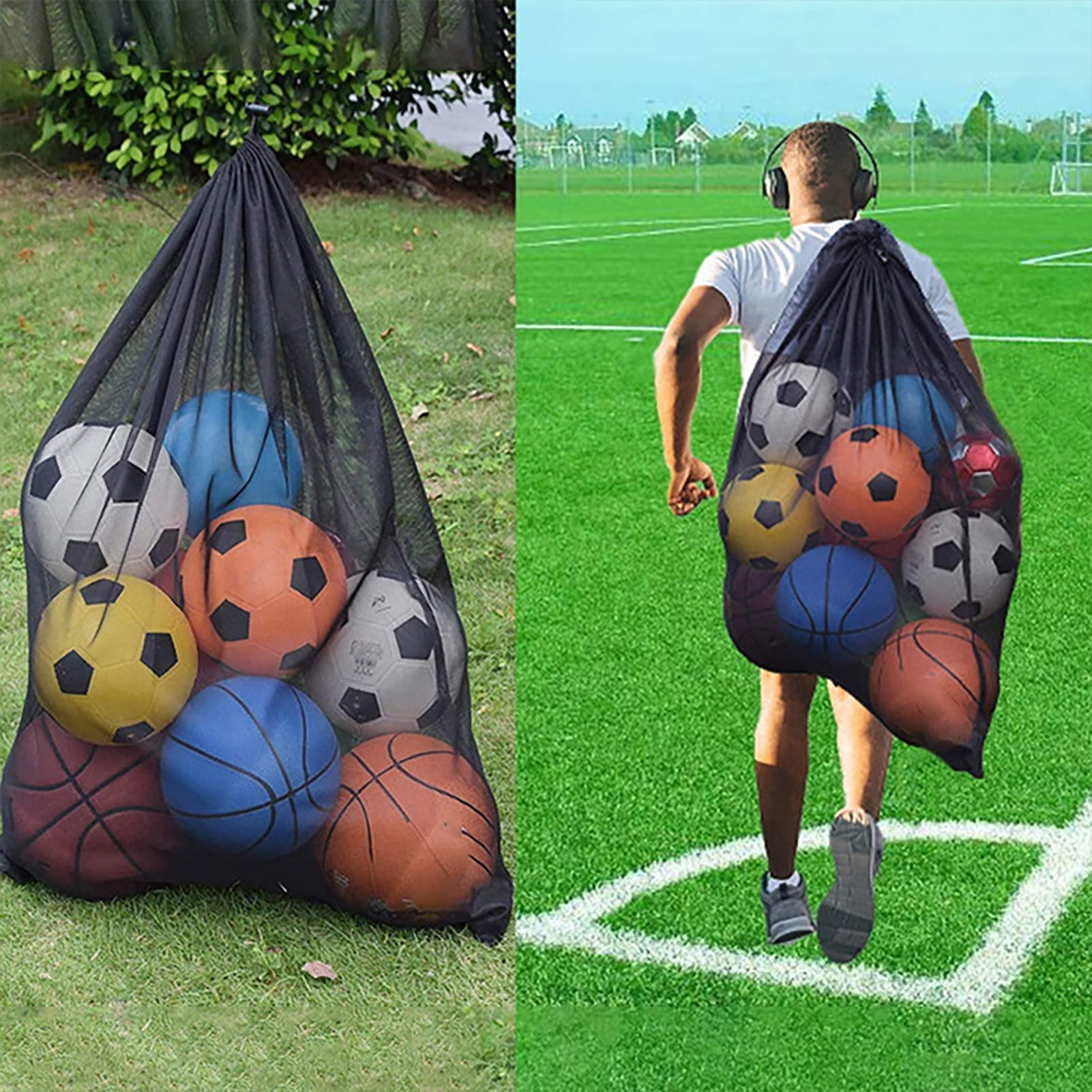 Sijiali Mesh Bag Ball Thicker Large Capacity Drawstring Sport Equipment