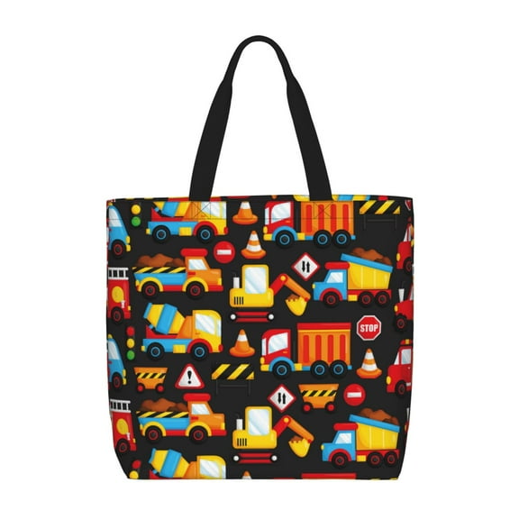Picia Construction Truck for Tote Bag for Women with Zipper, Gym Tote with Compartments, Laptop Work Tote Nurse Dance Yoga Bag for Sport, Travel