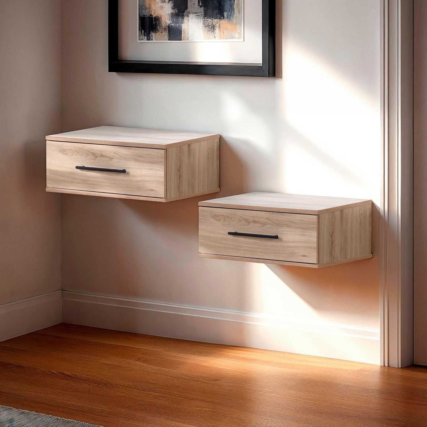 Southshore Primo Ensemble de 2 tables de chevet flottantes 1 tiroir