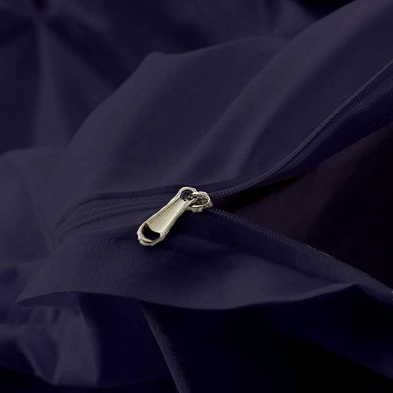 500-Thread Count 100% Egyptian Cotton Pinch Pleated Pintuck Design 3pc Duvet Cover Set , With Zipper Closure & Corner Ties - King Size ( 90" x 104" ) Inches, (Navy Blue)