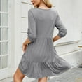 thumbnail image 7 of WCMZJ Women's Casual Half Sleeve V Neck Tiered Swing Flowy Loose A-line Cute Mini Short Spring Summer Dress Gray M, 7 of 7