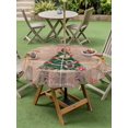 thumbnail image 3 of Outdoor Tablecloth with Umbrella Hole and Zipper, Brown Christmas Round Table Cloth 54 Inch Waterproof Tablecloth, Xmas Tree Deer Poinsettia Bird Winter Snow Picnic Table Cover for Patio Camping, 3 of 7