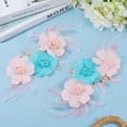 thumbnail image 6 of 2Pcs Pink Blue Flower Lace Applique Sparkle Sequins 3D Floral Embroidered Patches Sew On Vintage Polyester Cloth Applique, 6 of 7