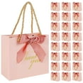 thumbnail image 1 of Dosaele 24Pcs Small Thank You Gift Bags Reusable Paper Party Bags with Handles Grey Marble Pattern Present Bags with Gold Bow Ribbon Mini Pink Party Favor Bags, 1 of 8