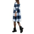 thumbnail image 2 of hirigin Women's Autumn Mid-Length Jacket, Plaid Print Long Sleeve Lapel Double Breasted Loose Coat Winter Outerwear, 2 of 9
