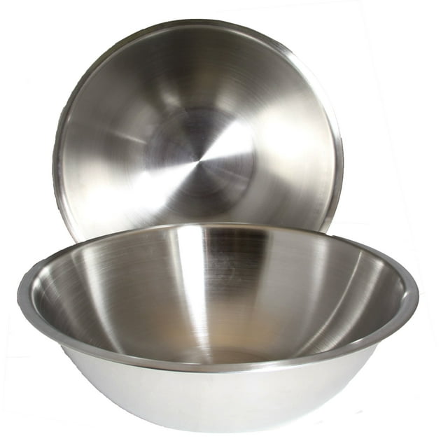 Juego de 2 tazones para mezclar de 8 cuartos de galón, cocina comercial profesional de acero inoxidable de Winco, base plana de 13,25 pulgadas de diámetro