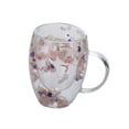 thumbnail image 3 of Vaso de vidrio de doble pared decorado con flores, vasos para beber para té, jugo y más. Estilo D, 3 of 9