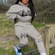 thumbnail image 2 of Gibobby Conjunto de sudadera y pantalones Trajes de jogging para mujer Conjunto de chándal de dos piezas con capucha y pantalones largos(Gris,M), 2 of 5