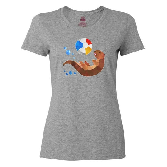 Inktastic Cute Otter and Beachball Women's T-Shirt