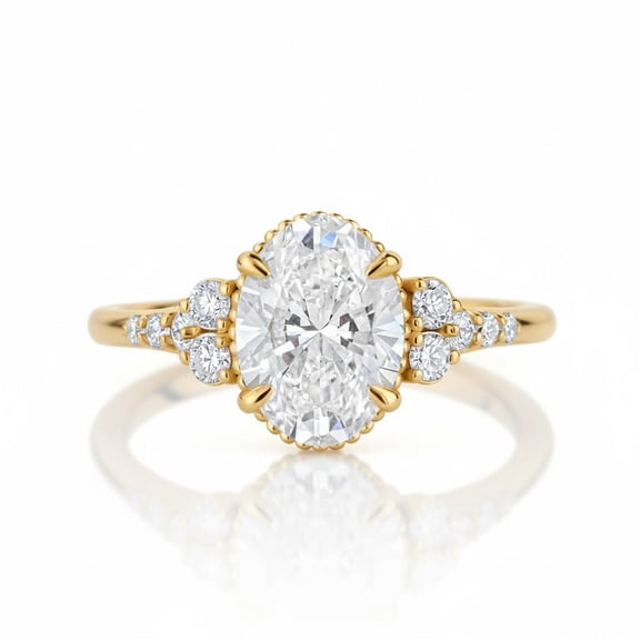 Jewelerix Vintage 14K White/Yellow Gold Vermeil Valentine Day Ring Brilliant Oval Cut Engagement Ring Moissanite Diamonds Bridal Jewelry