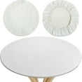 thumbnail image 4 of Retrok Round Tablecloth Elastic Edged Tablecloth Wipeable Table Cloth Table Cover for Outdoor,Patio,Kitchen,Dining Room Waterproof Oilproof without Washing 23.6" Inch Round Tight Fit White, 4 of 11