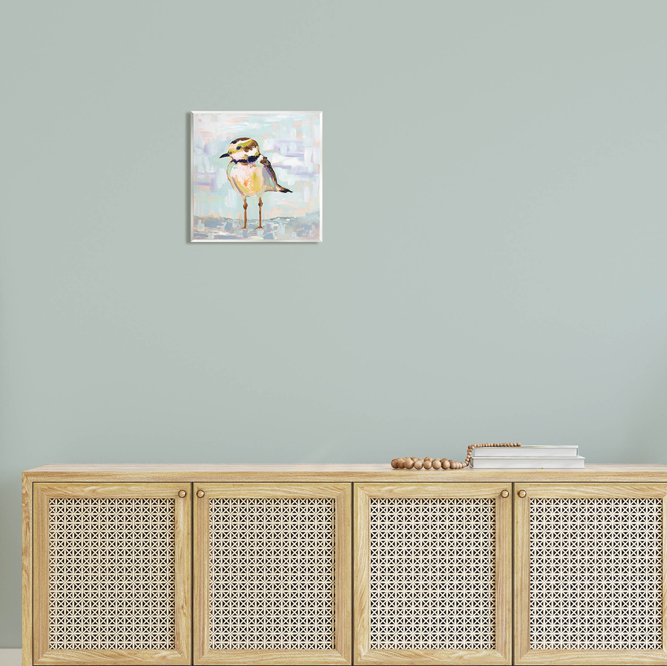 Stupell Industries Coastal Plover Patchwork Abstract Painting Unframed Art Print Wall Art, Design by Jeanette Vertentes