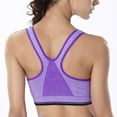 thumbnail image 3 of Women's Zipper Front Closure Sports Bra Racerback Yoga Bras,High Support Sports Bras for Women,Comfortable Wirefree Post-Surgery Bra Purple 3XL, 3 of 9