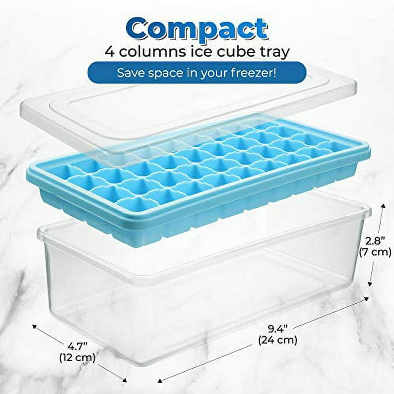 Gracenal Circle Ice Cube Tray, Round Ice Cube Trays for Freezer with Lid and Bin, Ice Tray Making 66pcs Sphere Ice Cube Mold, Ice Makers Countertop