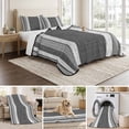 thumbnail image 6 of Quilts Twin XL Size, Vintage Black Gray Striped Soft Comforter Bedding Set for Bed, Farmhouse Modern Stripes Boho Lightweight Quilted Bedspread with Pillow Cover(2 Pieces) for All Season, 68x98 Inch, 6 of 9