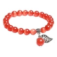 thumbnail image 4 of 5x Pulsera de ópalo para Mujer Pulsera de Cuentas Lisas Pulsera con Colgante de Hoja Regalo de Joyería Pulseras de Brazalete , Naranja 5 piezas, 4 of 7
