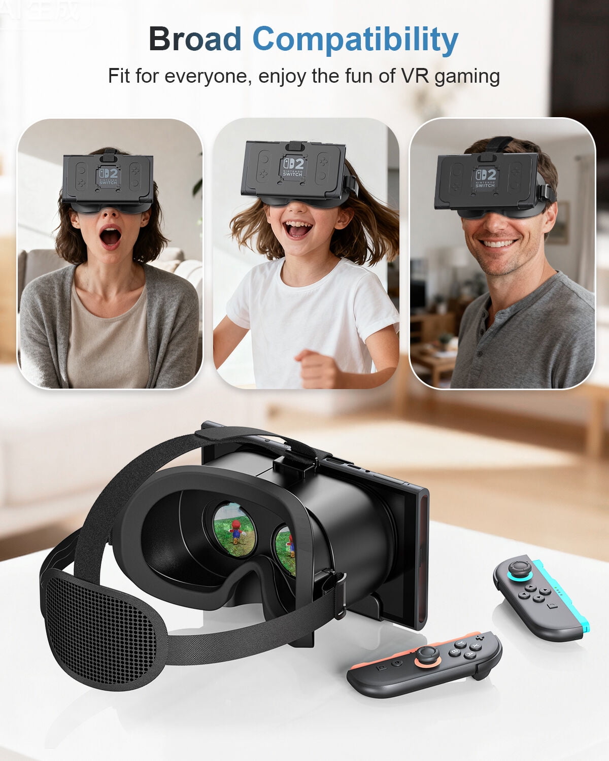 VR Headset with Adjustable HD Lenses, Virtual Reality Glasses