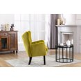 thumbnail image 4 of CAROCC Velvet Wingback Accent Chair Armchair Modern Tufted Button Vanity Chair with Wooden legs for Living Room Bedroom-Avocado, 4 of 9
