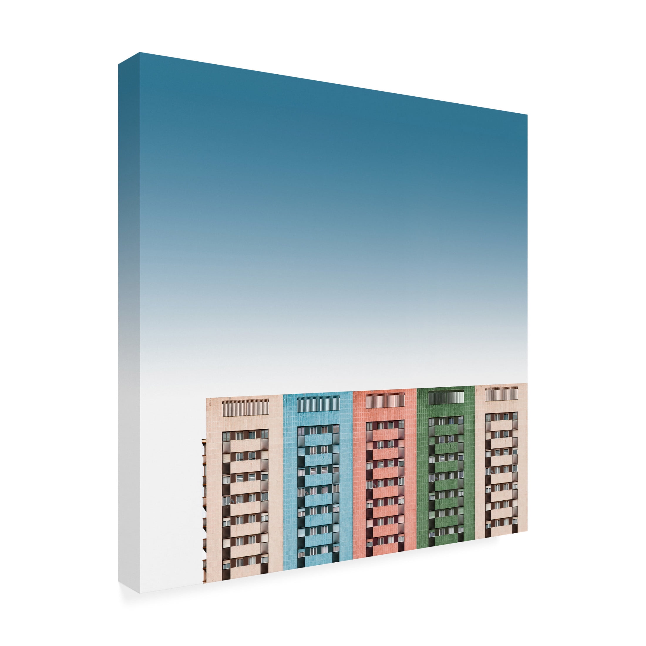 Canvas Wall Art - Inge Schuster 'Colored Buildings' Wall Art for Living Room, Bedroom, or Office D?cor by Trademark Fine Art - 14 x 14 Inches