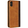 thumbnail image 6 of for iPhone Xs Wallet Case,Premium PU Leather Flip Folio Case with Card Slot, Stand Holder and Magnetic Closure [TPU Shockproof Interior Protective Case] for iPhone Xs,Khaki+Brown, 6 of 7