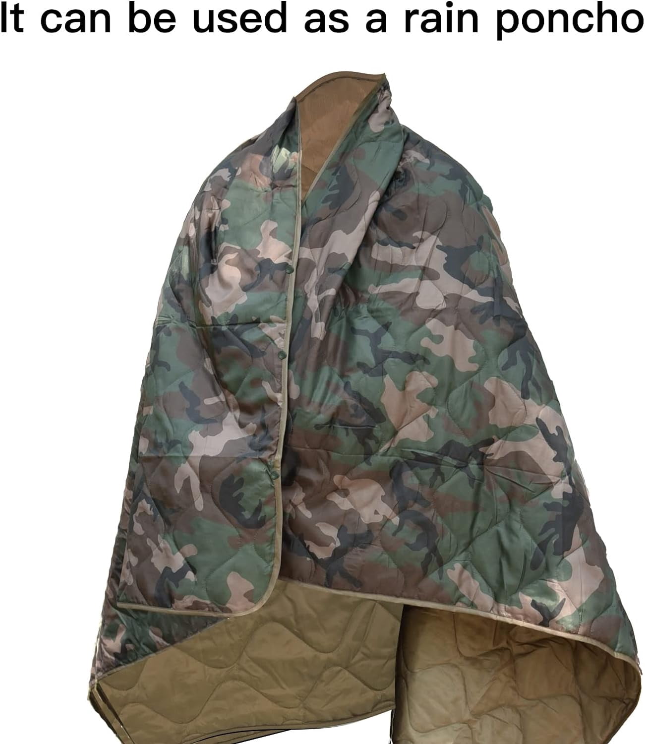 Kylebooker Poncho Liner Military Woobie Outdoor Camping Woobie Blanket for Travel, Beach, Grass, Picnic, Car Emergency, Outdoor, Survival
