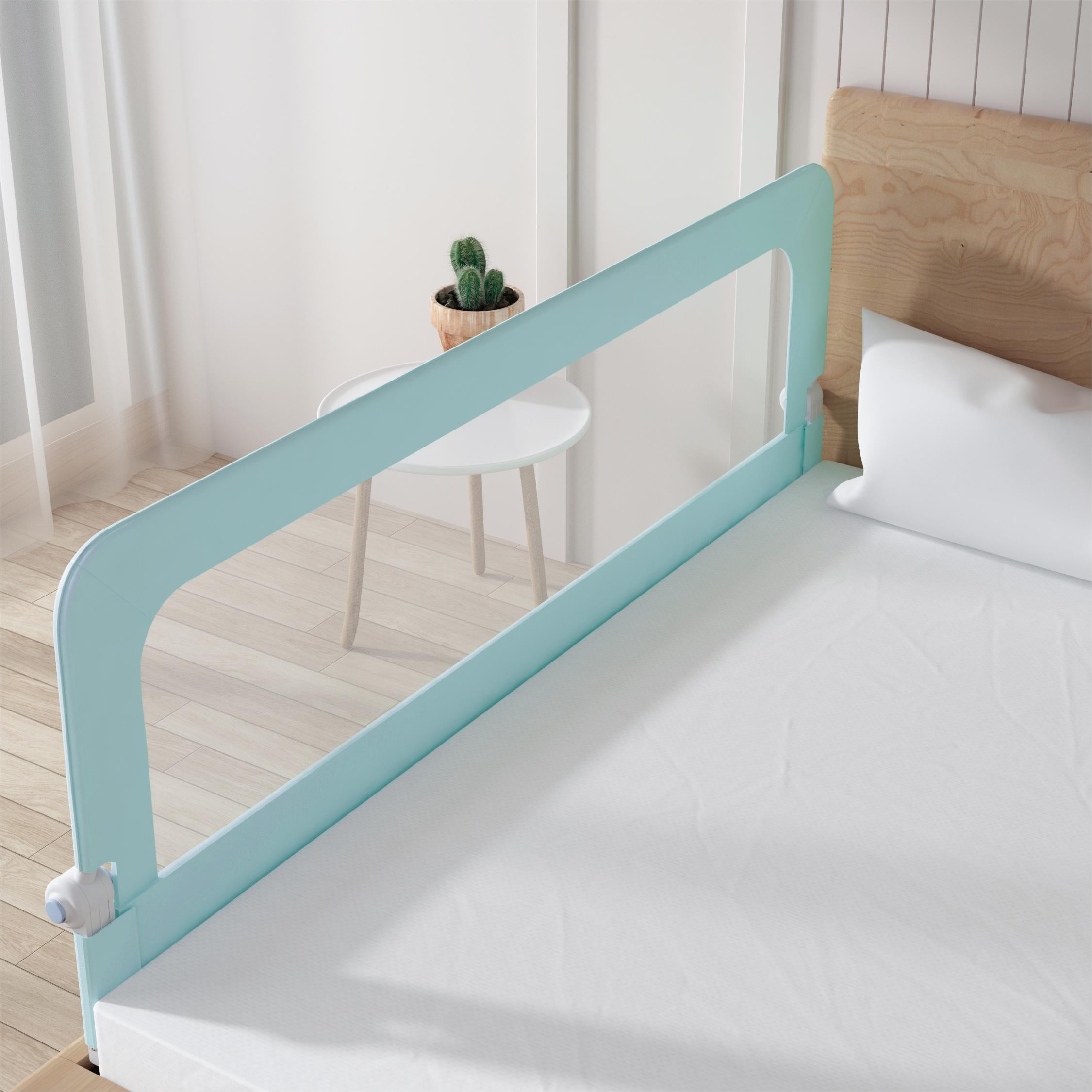 79'' Baby Bed Rail Foldable Safety Extra Long Baby Crib Rail Fit Blue
