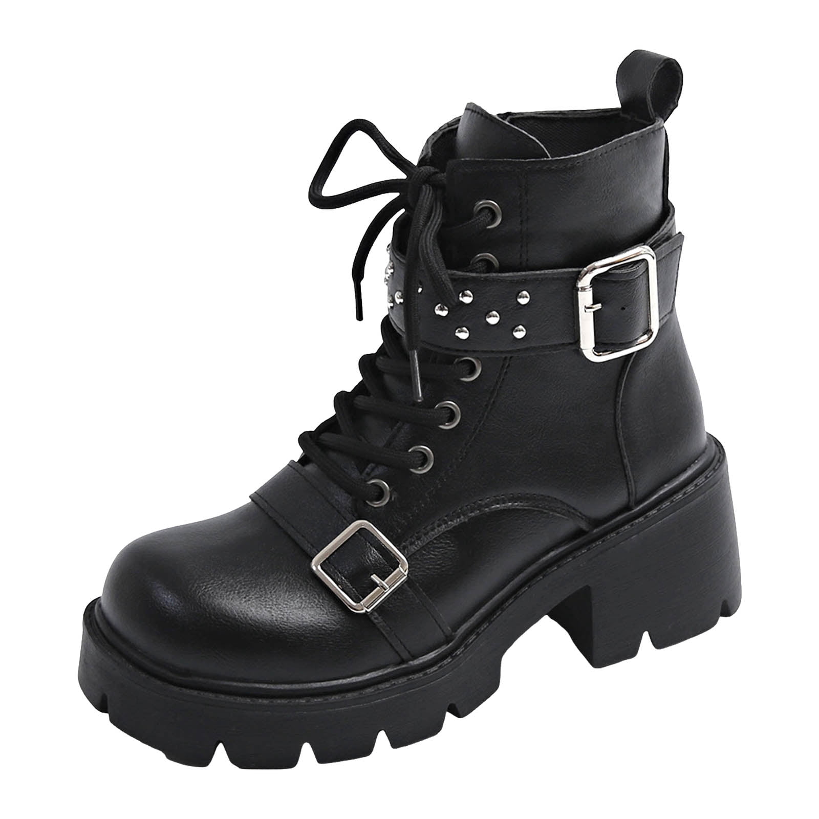 Women's Combat Boots Lace up Causal Platform Ankle Booties Chunky