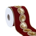 thumbnail image 4 of 4 in. Gold Sequin Beaded Velvet Burgandy Ribbon with Gold Piping, 4 of 4