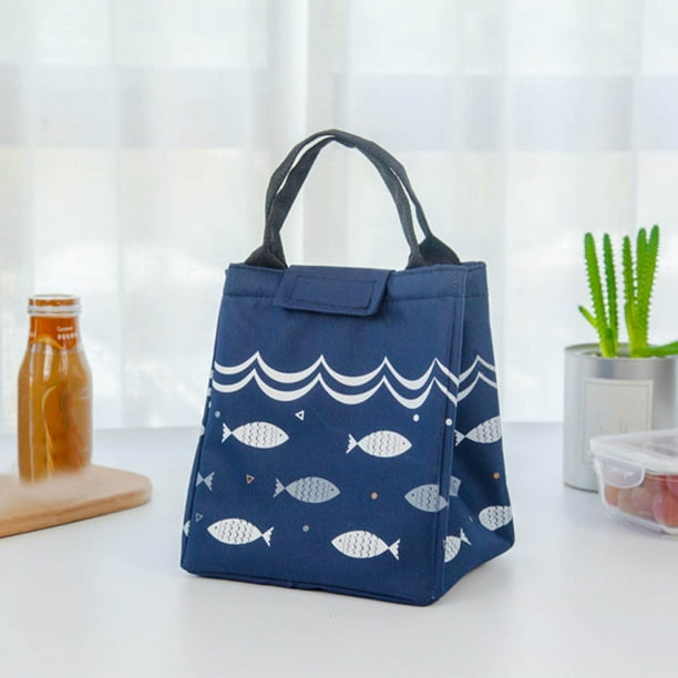 Bolsa de almuerzo portátil con estampado de tela, bolsa aislante para picnic al aire libre, bolsa de hielo portátil