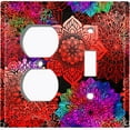 thumbnail image 4 of Metal Light Switch Plate Cover Rainbow Mandala Red Flower Tile Pattern MDL094, 4 of 13