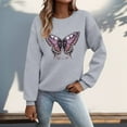thumbnail image 2 of Tthxqing Womens Graphic Sweatshirts Trendy Butterfly Printed Pullovers Long Sleeve Plus Size Crew Neck Fall Tops X_Light Gray L, 2 of 4