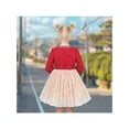 thumbnail image 5 of Girls Dress Red Pearl Pocket Sequin Vintage Classic Christmas Long Sleeve 7 Years, 5 of 8