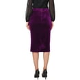 thumbnail image 3 of INSPIRE CHIC Women's Velvet Skirt Ruched High Waist Bodycon Formal Evening Cocktail Midi Pencil Skirts M Purple, 3 of 6