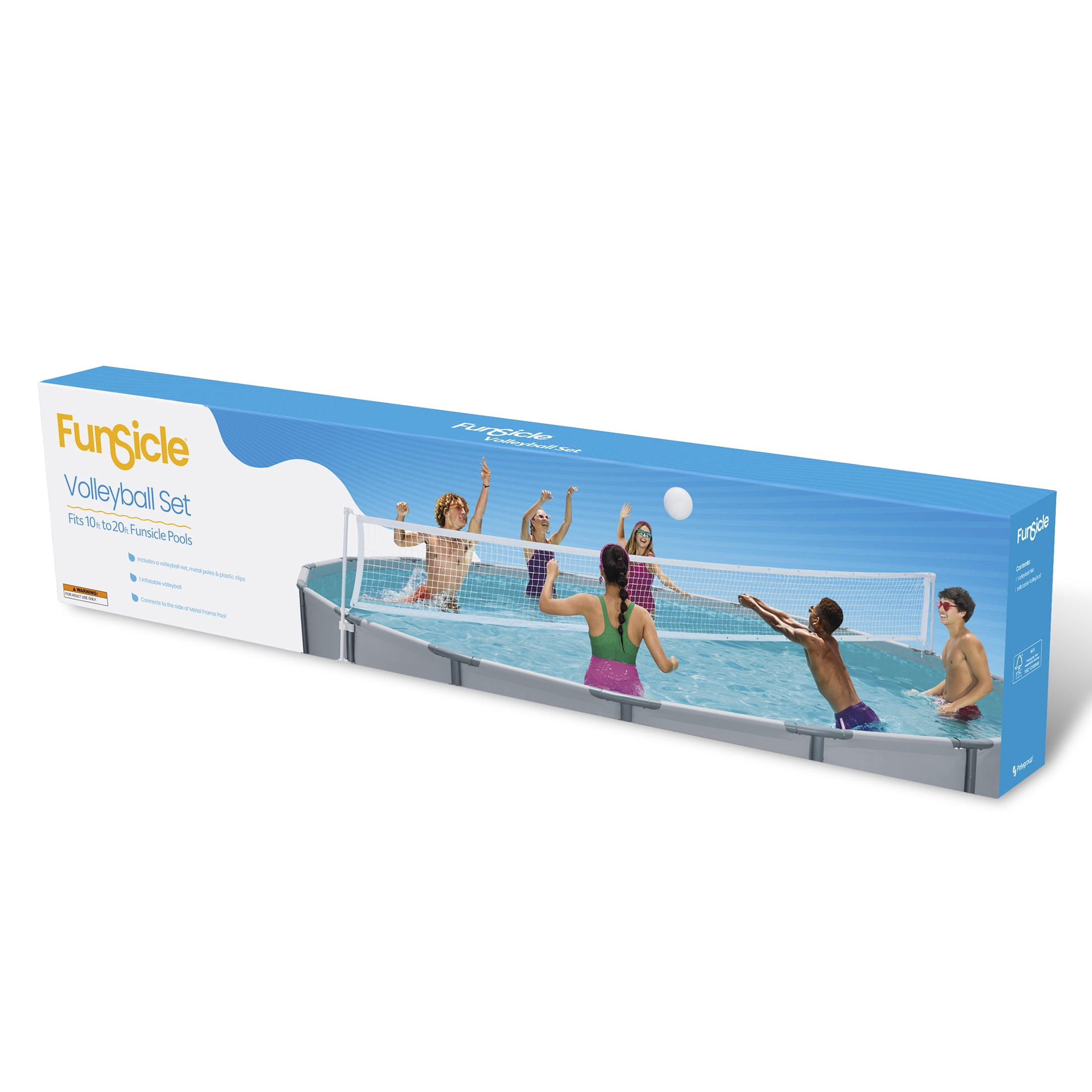 Funsicle Volleyball Pool Sports Game Set, for Above Ground Frame Swimming Pools, Adults, Unisex