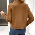 thumbnail image 2 of HomeDM Women's Button Down Jacket Long Sleeve Collared Cropped Faux Suede Outerwear with Pockets, 2 of 8
