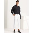 thumbnail image 4 of Pantalones recortados para hombre Pantalones de vestir hasta el tobillo de color sólido con parte delantera plana y ajuste delgado Blanco brillante 30, 4 of 6