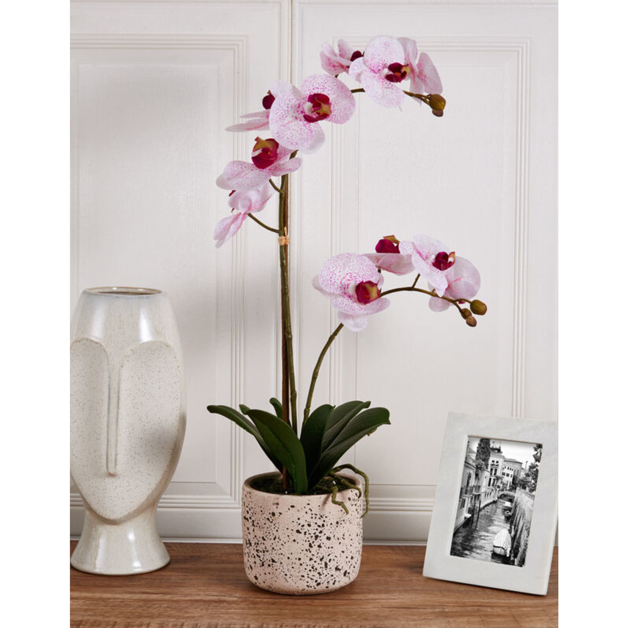 Home Accents 21-inch Artificial Real Touch Phalaenopsis Orchid Flower in Pot, Pink