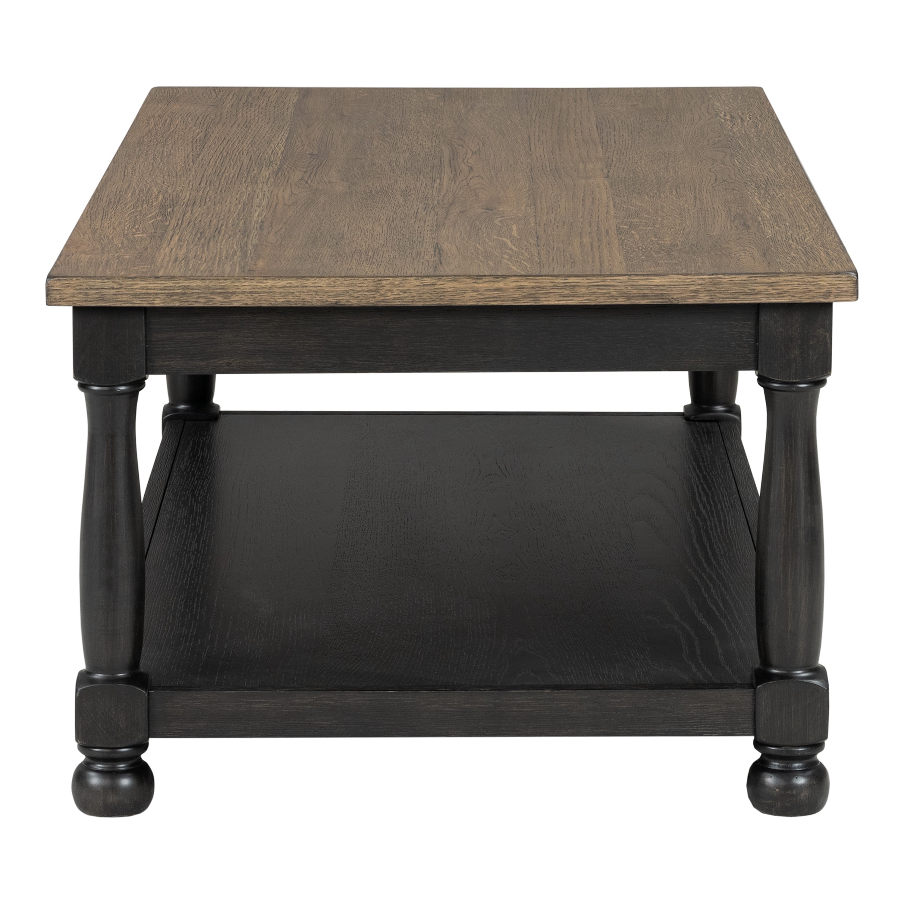 Furniture of America Millers Modern Solid Wood Coffee Table with Open Shelf, Weathered Black