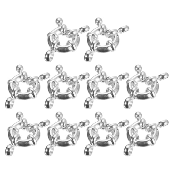 Uxcell Spring Clasps, 10 Pack 10mm Brass Spring Ring Clasps Silver