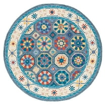 SAFAVIEH Metro Audra Medallion Area Rug, Blue/Ivory, 6' x 6' Round