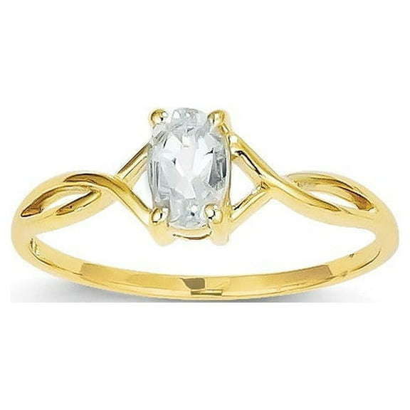 14k Yellow Gold Aquamarine Ring - Size 6