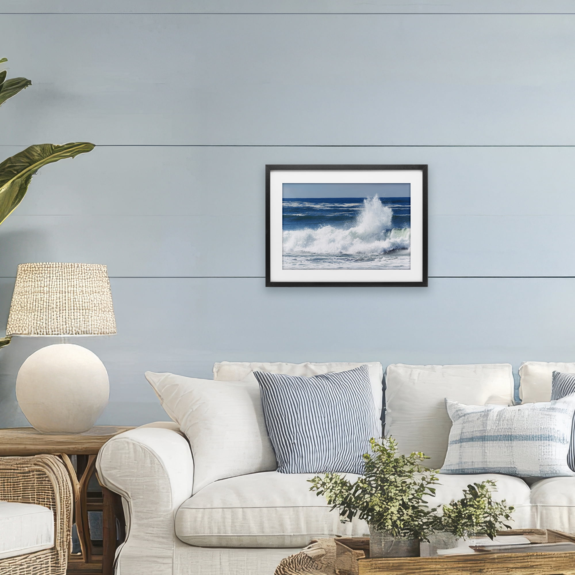 Stupell Industries Crashing Waves Splash Black Framed Print Under Glass, design by JLM Photographs