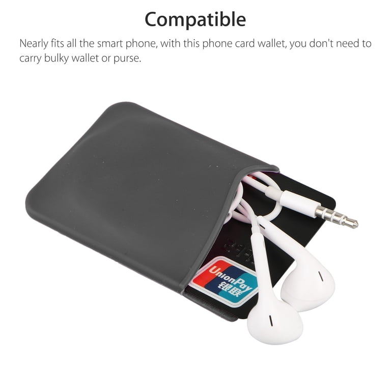 credit card sleeve for cell phone TSV 5Packs Adhesive Silicone Credit Card Pocket Money Pouch Holder Case For Cell Phone, Black