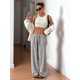thumbnail image 5 of Pantalones Deportivos Rectos de Pierna con Cintura con Cordón para Mujer, Pantalones Casuales Holgados y Largos de Verano. Gris XS, 5 of 9