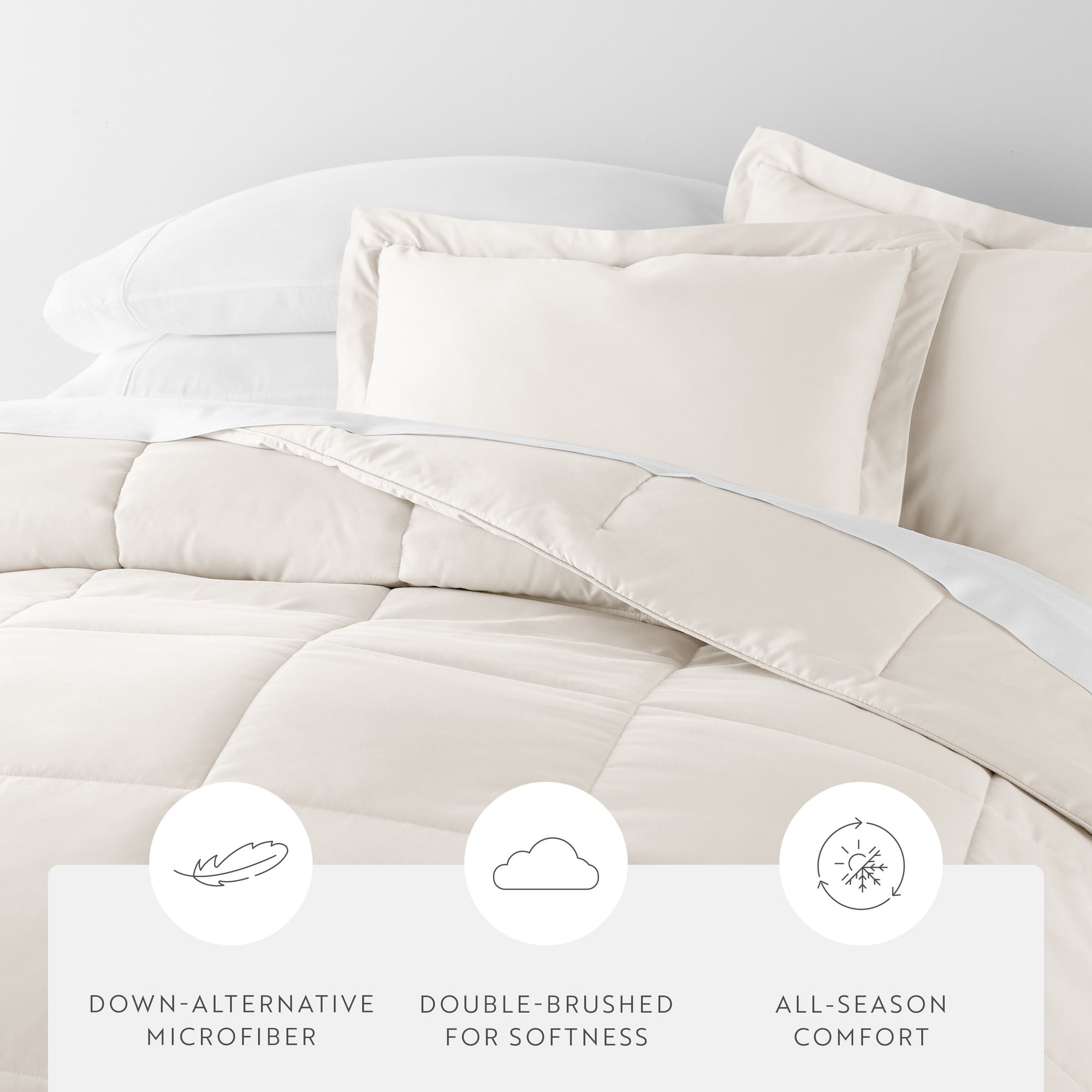 Noble Linens 8-Piece Ivory Bed in a Bag Microfiber Bedding Set, Twin