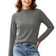 thumbnail image 3 of Athleisure Wear Long Sleeve Mock Neck Top for Women Full Zip Activewear Slim Fit Solid Breathable Stretchy Athletic Performance Training Tops Dark Gray L, 3 of 6
